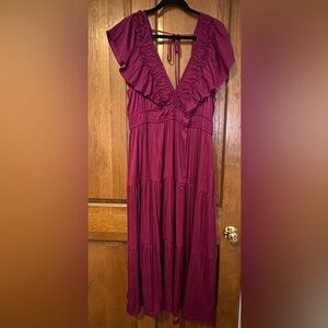 By Anthropologie Raspberry Maxi Dress